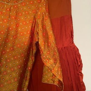 Orange & Green Salwar Kameez Indian 3-Piece Set – Punjab/Pakistan Style